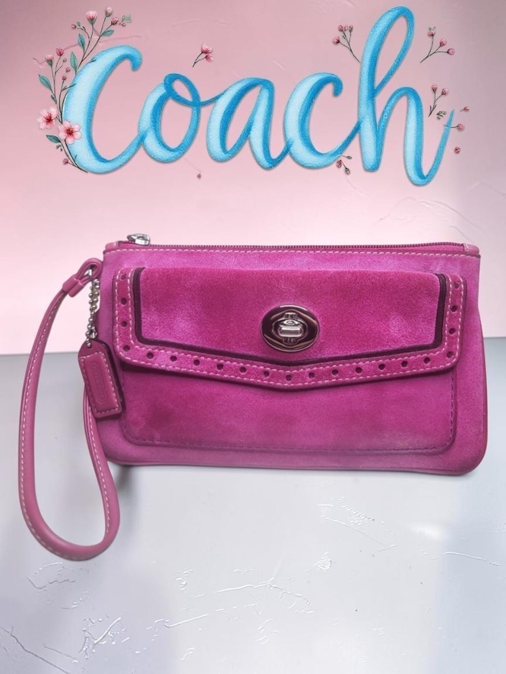 Coach Legacy Suede Turnlock Pocket Wristlet Good Condition